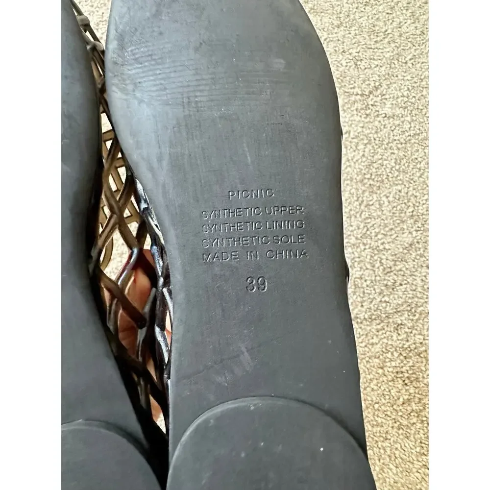 Silent D X Anthropologie Caged Jelly Flats Size 9/39 Dark Gray - Picture 4 of 4